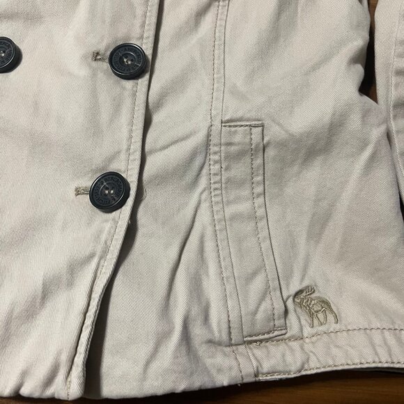Abercrombie and Fitch Khaki Cropped Trench Coat Size Large - Picture 4 of 5